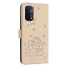 For OnePlus Nord N200 5G Embossed Kitten Phone Leather Case with Lanyard(Beige) - 3