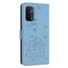 For OnePlus Nord N200 5G Embossed Kitten Phone Leather Case with Lanyard(Blue) - 3