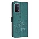 For OnePlus Nord N200 5G Embossed Kitten Phone Leather Case with Lanyard(Dark Green) - 3