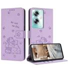 For OnePlus Nord N30 SE 5G Global Embossed Kitten Phone Leather Case with Lanyard(Purple) - 1