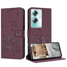 For OnePlus Nord N30 SE 5G Global Embossed Kitten Phone Leather Case with Lanyard(Wine Red) - 1