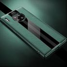 For Huawei Mate 30 Pro First Layer Cowhide + Glass Back Protective Case(Green) - 1