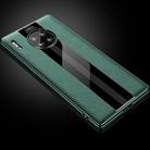 For Huawei Mate 30 Pro First Layer Cowhide + Glass Back Protective Case(Green) - 2