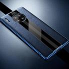 For Huawei Mate 30 Pro First Layer Cowhide + Glass Back Protective Case(Blue) - 1