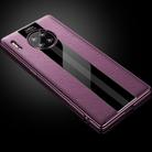 For Huawei Mate 30 Pro First Layer Cowhide + Glass Back Protective Case(Purple) - 2