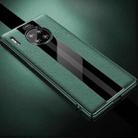 For Huawei Mate 30 First Layer Cowhide + Glass Back Protective Case(Green) - 1