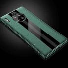 For Huawei Mate 30 First Layer Cowhide + Glass Back Protective Case(Green) - 1