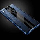 For Huawei Mate 30 First Layer Cowhide + Glass Back Protective Case(Blue) - 1