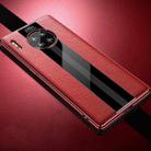 For Huawei Mate 30 First Layer Cowhide + Glass Back Protective Case(Red) - 1