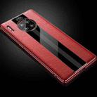 For Huawei Mate 30 First Layer Cowhide + Glass Back Protective Case(Red) - 1
