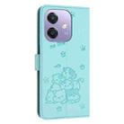 For OPPO A3x 5G India / A3 4G Embossed Kitten Phone Leather Case with Lanyard(Mint Green) - 3