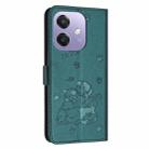 For OPPO A3x 5G India / A3 4G Embossed Kitten Phone Leather Case with Lanyard(Dark Green) - 3