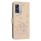 For OPPO A77 5G Global Embossed Kitten Phone Leather Case with Lanyard(Beige) - 3