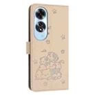 For OPPO A60 4G Global Embossed Kitten Phone Leather Case with Lanyard(Beige) - 3