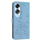 For OPPO A60 4G Global Embossed Kitten Phone Leather Case with Lanyard(Blue) - 3