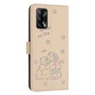 For OPPO A74 4G / F19 / F19s Embossed Kitten Phone Leather Case with Lanyard(Beige) - 3