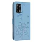 For OPPO A74 4G / F19 / F19s Embossed Kitten Phone Leather Case with Lanyard(Blue) - 3