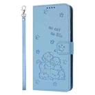 For OPPO A74 5G / A93 5G Embossed Kitten Phone Leather Case with Lanyard(Blue) - 2