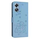 For OPPO A78 4G Embossed Kitten Phone Leather Case with Lanyard(Blue) - 3