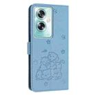 For OPPO A79 5G Global Embossed Kitten Phone Leather Case with Lanyard(Blue) - 3