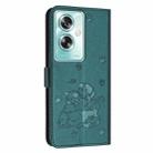 For OPPO A79 5G Global Embossed Kitten Phone Leather Case with Lanyard(Dark Green) - 3