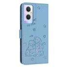 For OPPO Reno7 Z Global Embossed Kitten Phone Leather Case with Lanyard(Blue) - 3