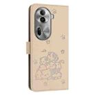 For OPPO Reno11 Pro Global Embossed Kitten Phone Leather Case with Lanyard(Beige) - 3