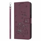 For OPPO Reno11 Pro Global Embossed Kitten Phone Leather Case with Lanyard(Wine Red) - 2
