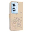 For OPPO Reno11 F Global Embossed Kitten Phone Leather Case with Lanyard(Beige) - 3