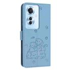 For OPPO Reno11 F Global Embossed Kitten Phone Leather Case with Lanyard(Blue) - 3