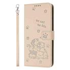 For OPPO Reno12 F 5G Embossed Kitten Phone Leather Case with Lanyard(Beige) - 2