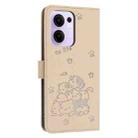 For OPPO Reno13 F 5G / 4G Embossed Kitten Phone Leather Case with Lanyard(Beige) - 3