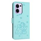 For OPPO Reno13 F 5G / 4G Embossed Kitten Phone Leather Case with Lanyard(Mint Green) - 3