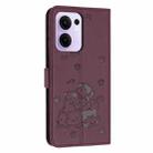 For OPPO Reno13 F 5G / 4G Embossed Kitten Phone Leather Case with Lanyard(Wine Red) - 3