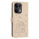 For OPPO Reno13 Pro 5G Global Embossed Kitten Phone Leather Case with Lanyard(Beige) - 3