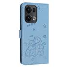 For OPPO Reno13 Pro 5G Global Embossed Kitten Phone Leather Case with Lanyard(Blue) - 3