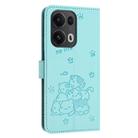 For OPPO Reno13 Pro 5G Global Embossed Kitten Phone Leather Case with Lanyard(Mint Green) - 3