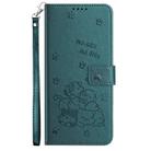 For OPPO Reno13 Pro 5G Global Embossed Kitten Phone Leather Case with Lanyard(Dark Green) - 2
