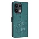 For OPPO Reno13 Pro 5G Global Embossed Kitten Phone Leather Case with Lanyard(Dark Green) - 3