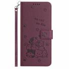 For OPPO Reno13 Pro 5G Global Embossed Kitten Phone Leather Case with Lanyard(Wine Red) - 2