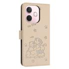 For OPPO A5 Pro 5G Global Embossed Kitten Phone Leather Case with Lanyard(Beige) - 3