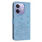 For OPPO A5x 5G Global Embossed Kitten Phone Leather Case with Lanyard(Blue) - 3