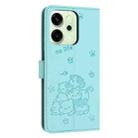 For OPPO Reno14 Pro 5G Global Embossed Kitten Phone Leather Case with Lanyard(Mint Green) - 3