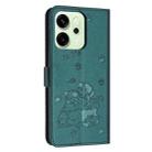 For OPPO Reno14 Pro 5G Global Embossed Kitten Phone Leather Case with Lanyard(Dark Green) - 3