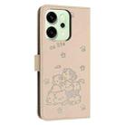 For OPPO Reno14 Global / Reno14 F  5G Embossed Kitten Phone Leather Case with Lanyard(Beige) - 3