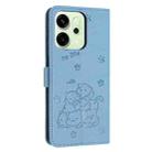 For OPPO Reno14 Global / Reno14 F  5G Embossed Kitten Phone Leather Case with Lanyard(Blue) - 3
