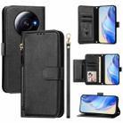 For Xiaomi 12S Ultra Multi-Card Slots Zipper Wallet Leather Phone Case(Black) - 1