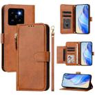 For Xiaomi 14 Pro Global Multi-Card Slots Zipper Wallet Leather Phone Case(Brown) - 1