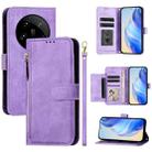 For Xiaomi 14 Ultra Global Multi-Card Slots Zipper Wallet Leather Phone Case(Purple) - 1