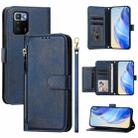 For Xiaomi Poco X3 GT Multi-Card Slots Zipper Wallet Leather Phone Case(Blue) - 1